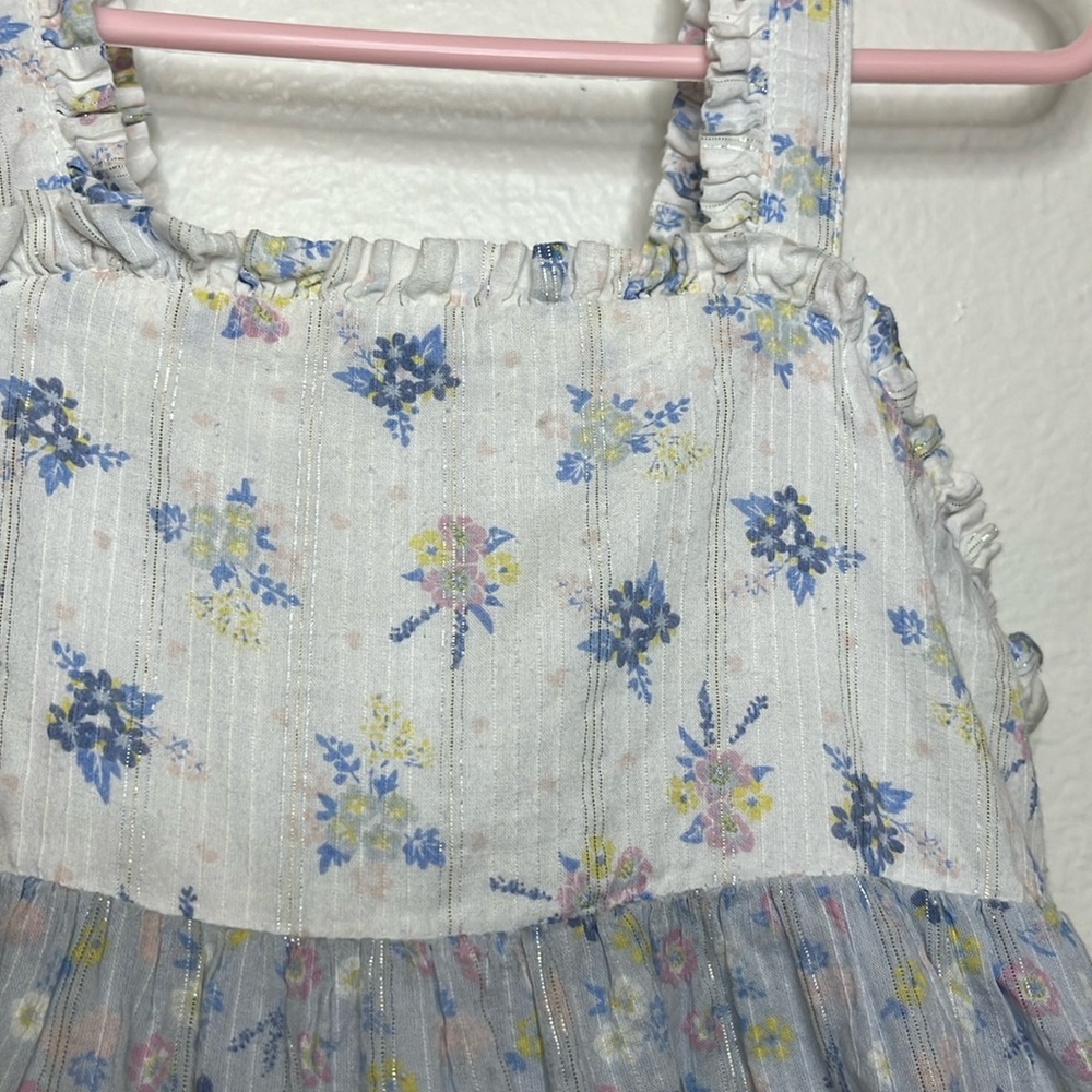 Joie dress girls size 4T floral blue white metallic girly tiered - Picture 3 of 10